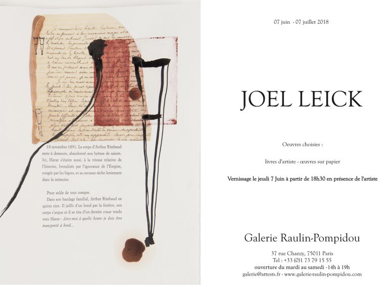 Affiche de l'exposition Joel Leick 2018